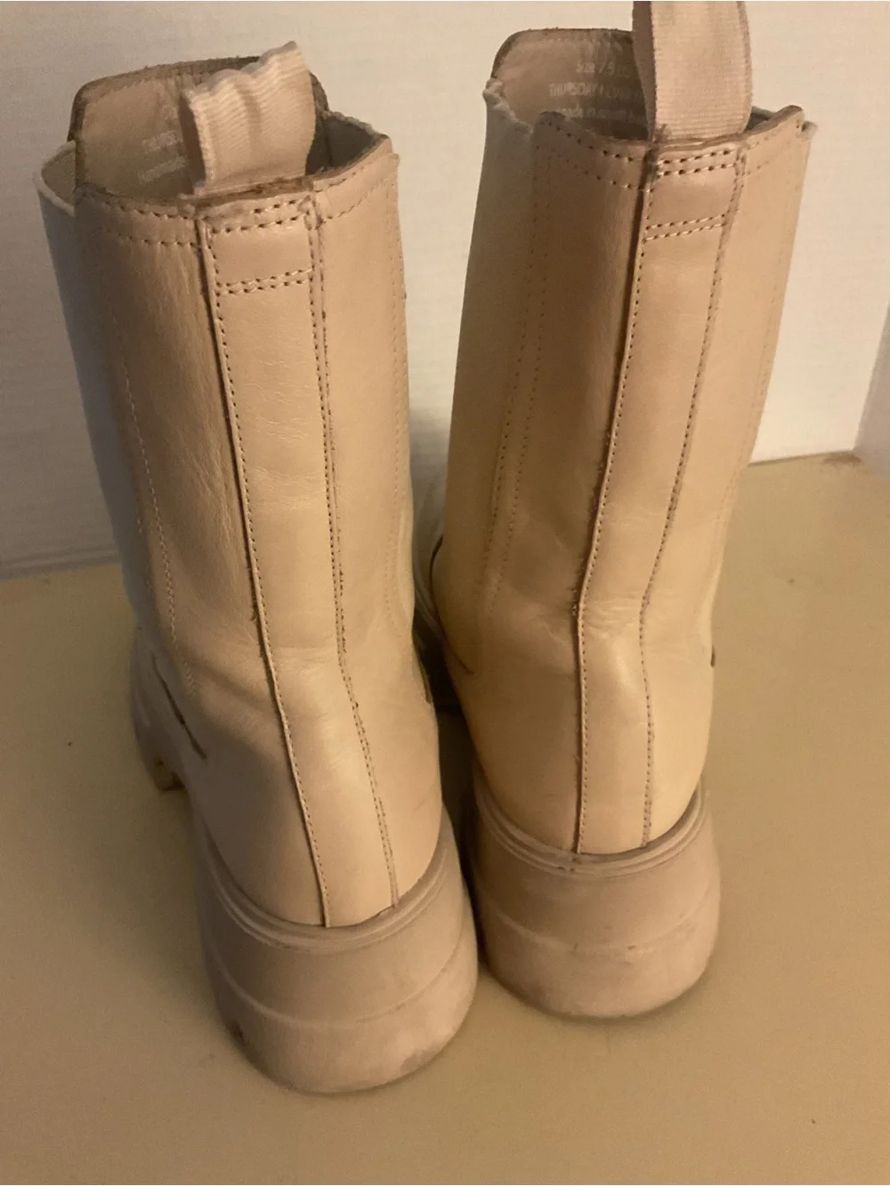 Thursday women crème leather platform Chelsea heel boots US 7.5